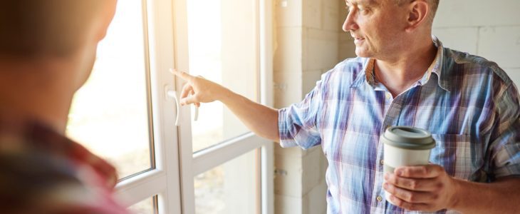 Energy-efficient plastic window in a modern home interior with sunlight streaming through